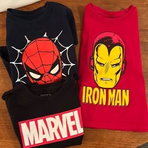 3 Marvel T-Shirts sz 5/6 Ironman, Spider-Man.